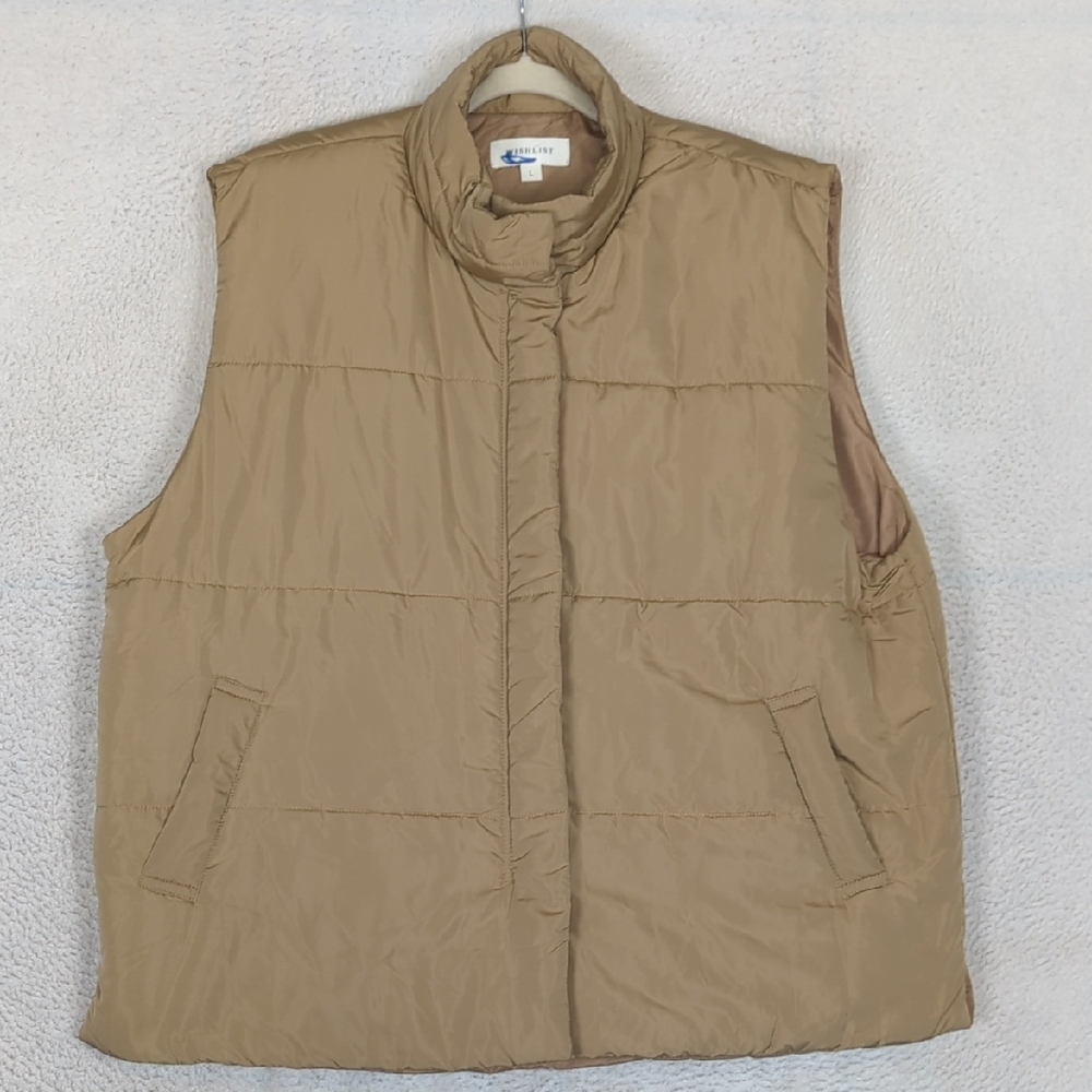 Wishlist Women's Tan Puffer Winter Vest Size‎ L
